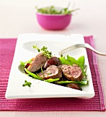 Duck breast with red wine shallots