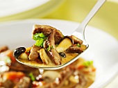 Strips of meat with mushrooms