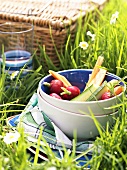 Raw vegetables for a picnic
