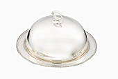 Silver serving platter with dome cover