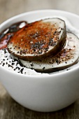 Poppy seed and marzipan cream with figs