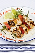 Fruity chicken skewers with rice