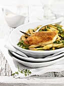 Roast chicken breast with asparagus