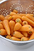 Chantenay carrots in a colander