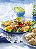 Bulgur salad with smoked salmon