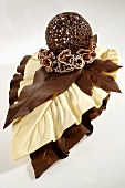 Chocolate leaves, rosette & ball for decorating cakes etc.