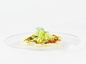 Shellfish carpaccio with cucumber and trout caviar
