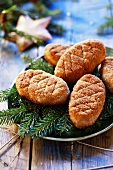 Nut cutlets on fir branches