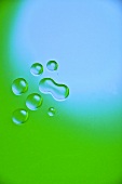 Drops of water on blue and green background