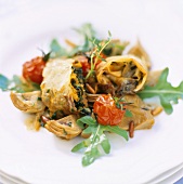 Roasted artichokes with crespelle