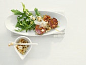 Roasted figs with rocket salad and pecorino