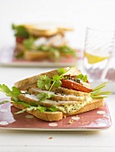 Chicken sandwich with avocado cream