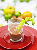 Gazpacho in glass with celery