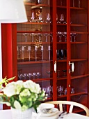 Red glass cabinet