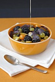 Fruit salad with blackberries and grapes