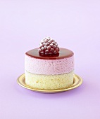 A small raspberry cake with a sponge base