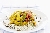 Turkey curry with vegetables and rice