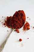 Pequin pepper powder on a spoon