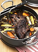 Boeuf à la mode (Marinated beef with soup vegetables)