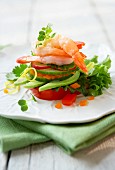 Vegetable salad with prawns