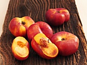 Vineyard nectarines on a wooden surface