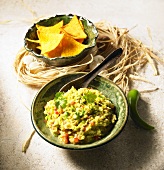 Bowl of Guacamole with Chips 