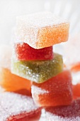 A stack of fruit jelly cubes