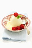 Panna cotta with raspberries