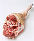 A whole pork leg with pelvic bone and hip