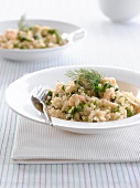 Risotto with prawns, fennel and peas