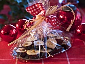Christmas chocolate confectionary with dark and white chocolate