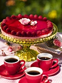 Raspberry cake and coffee