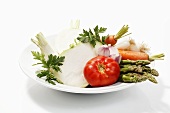 Assorted vegetables on plate