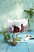 Fresh berries with quark cream in a glass