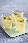 Three glasses of couscous cream with mint