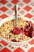 Strawberry crumble in a dish