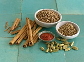 Cinnamon sticks, cumin, coriander, cardamom, baharat & harissa