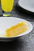 Honeycomb with honey in a dish