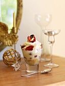 Strawberry trifle in a glass