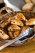 Chocolate nut pastries in a small basket