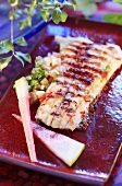 Grilled zander fillet with melon salsa and chilli