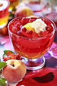 Wild strawberry drink with stuffed peach