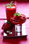 Strawberry granita and strawberry shake