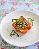 Baked pepper with aubergine and cheese stuffing