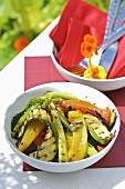 Grilled vegetable salad, out of doors