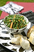 Picnic: pea, bean and carrot salad in a bowl