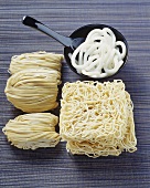 Various types of Asian wheat noodles