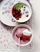 Cherries with zabaglione and red wine cream