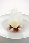 Molecular cuisine: Hot Love (Raspberries & vanilla ice cream)
