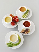 A selection of cold appetisers with dips